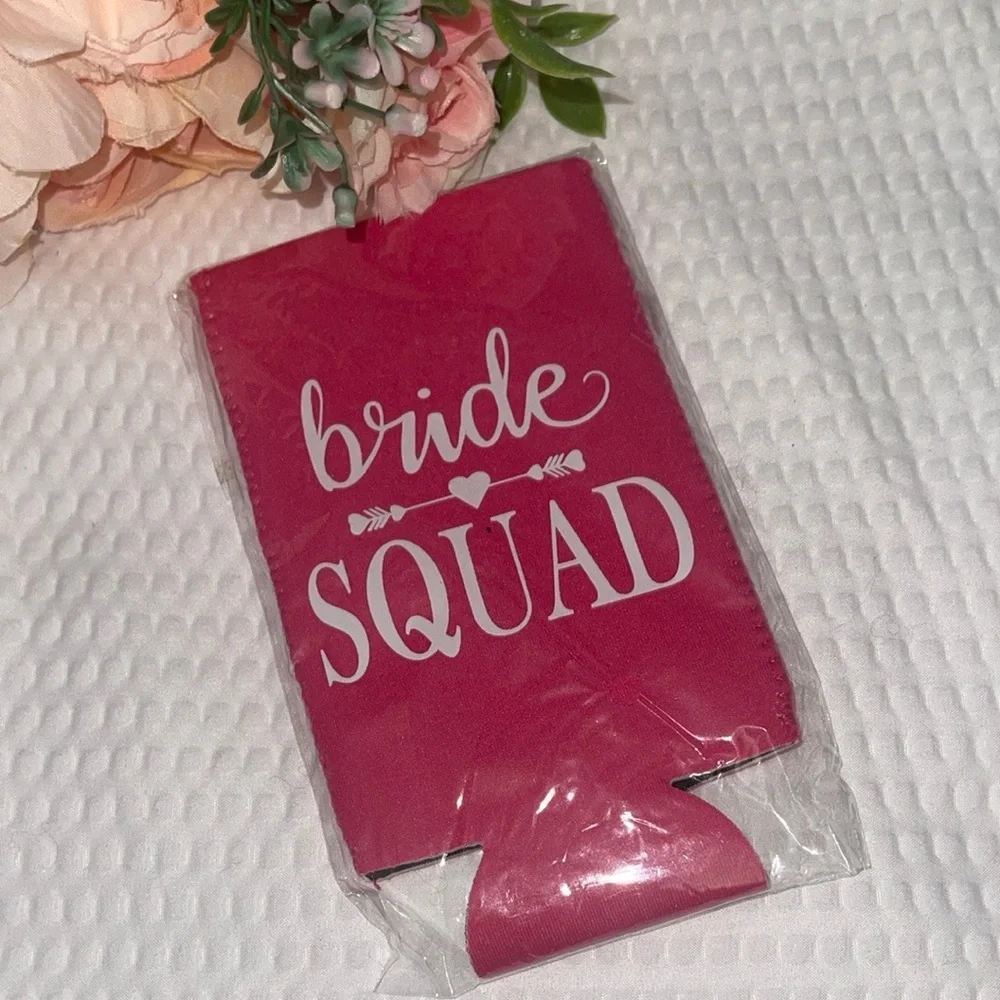 Bride Squad Pink Can Cooler Coozie
